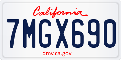 CA license plate 7MGX690