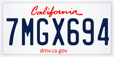 CA license plate 7MGX694