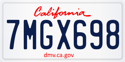 CA license plate 7MGX698