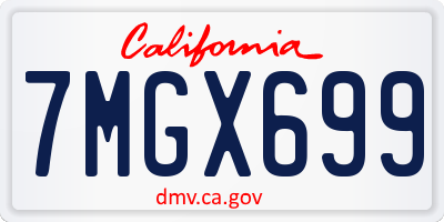 CA license plate 7MGX699