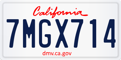 CA license plate 7MGX714