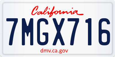 CA license plate 7MGX716