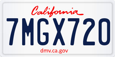 CA license plate 7MGX720