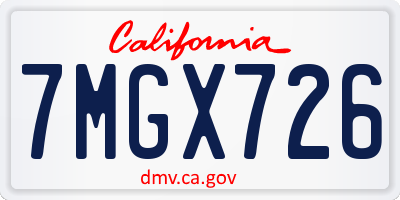 CA license plate 7MGX726