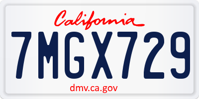 CA license plate 7MGX729