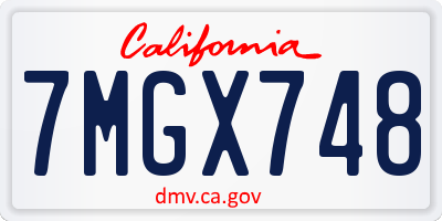 CA license plate 7MGX748