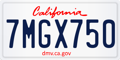 CA license plate 7MGX750