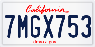 CA license plate 7MGX753