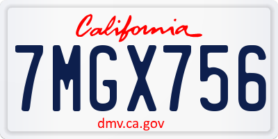 CA license plate 7MGX756