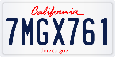 CA license plate 7MGX761