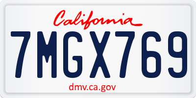 CA license plate 7MGX769