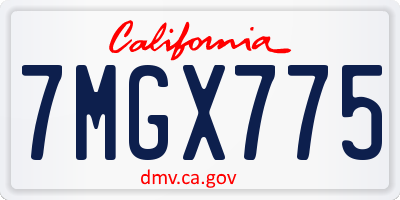 CA license plate 7MGX775