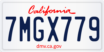 CA license plate 7MGX779
