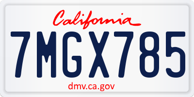 CA license plate 7MGX785