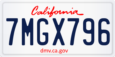 CA license plate 7MGX796