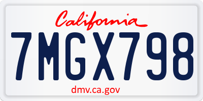 CA license plate 7MGX798