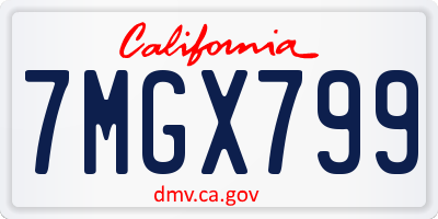 CA license plate 7MGX799
