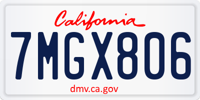 CA license plate 7MGX806