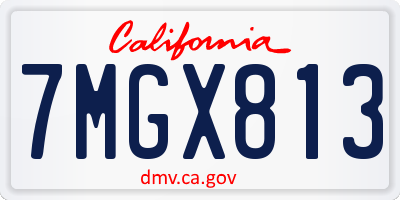 CA license plate 7MGX813