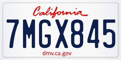 CA license plate 7MGX845