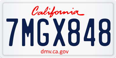 CA license plate 7MGX848
