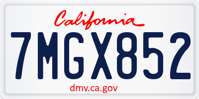 CA license plate 7MGX852