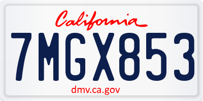 CA license plate 7MGX853