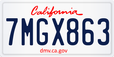 CA license plate 7MGX863