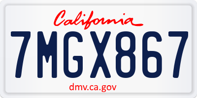 CA license plate 7MGX867