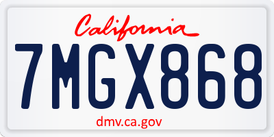 CA license plate 7MGX868