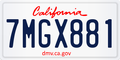 CA license plate 7MGX881