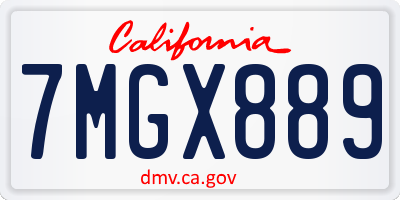 CA license plate 7MGX889