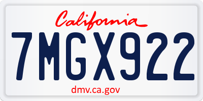 CA license plate 7MGX922