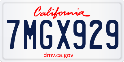 CA license plate 7MGX929