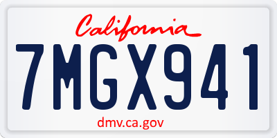 CA license plate 7MGX941