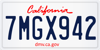 CA license plate 7MGX942