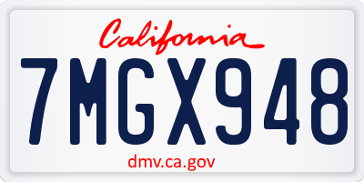 CA license plate 7MGX948