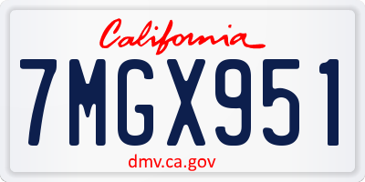 CA license plate 7MGX951