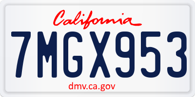 CA license plate 7MGX953