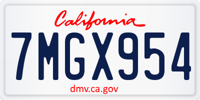CA license plate 7MGX954