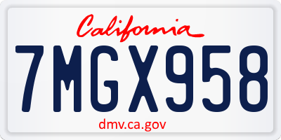 CA license plate 7MGX958