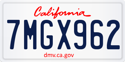 CA license plate 7MGX962