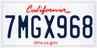 CA license plate 7MGX968