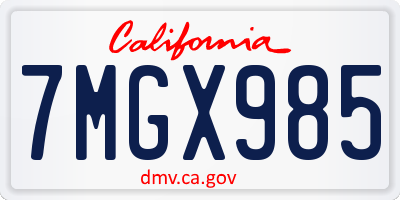 CA license plate 7MGX985