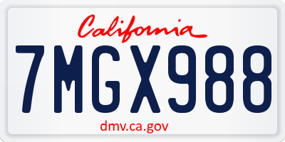 CA license plate 7MGX988