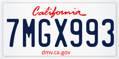 CA license plate 7MGX993