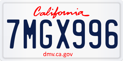 CA license plate 7MGX996