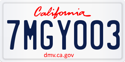 CA license plate 7MGY003