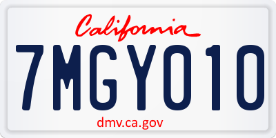 CA license plate 7MGY010