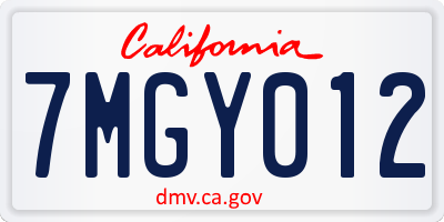 CA license plate 7MGY012
